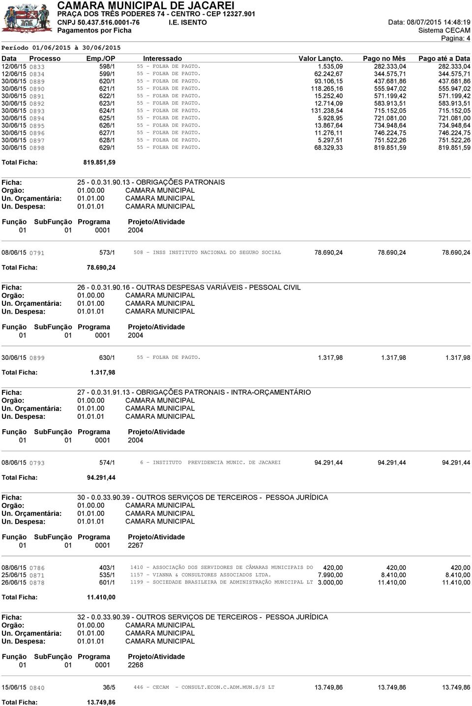 199,42 30/06/15 0892 623/1 55 - FOLHA DE PAGTO. 12.714,09 583.913,51 583.913,51 30/06/15 0893 624/1 55 - FOLHA DE PAGTO. 131.238,54 715.152,05 715.152,05 30/06/15 0894 625/1 55 - FOLHA DE PAGTO. 5.928,95 721.