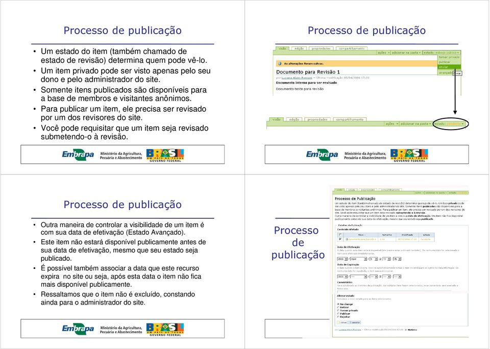 Para publicar um item, ele precisa ser revisado por um dos revisores do site. Você pode requisitar que um item seja revisado submetendo-o à revisão.