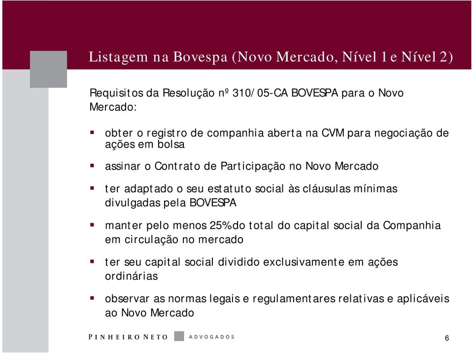 social às cláusulas mínimas divulgadas pela BOVESPA manter pelo menos 25% do total do capital social da Companhia em circulação no mercado