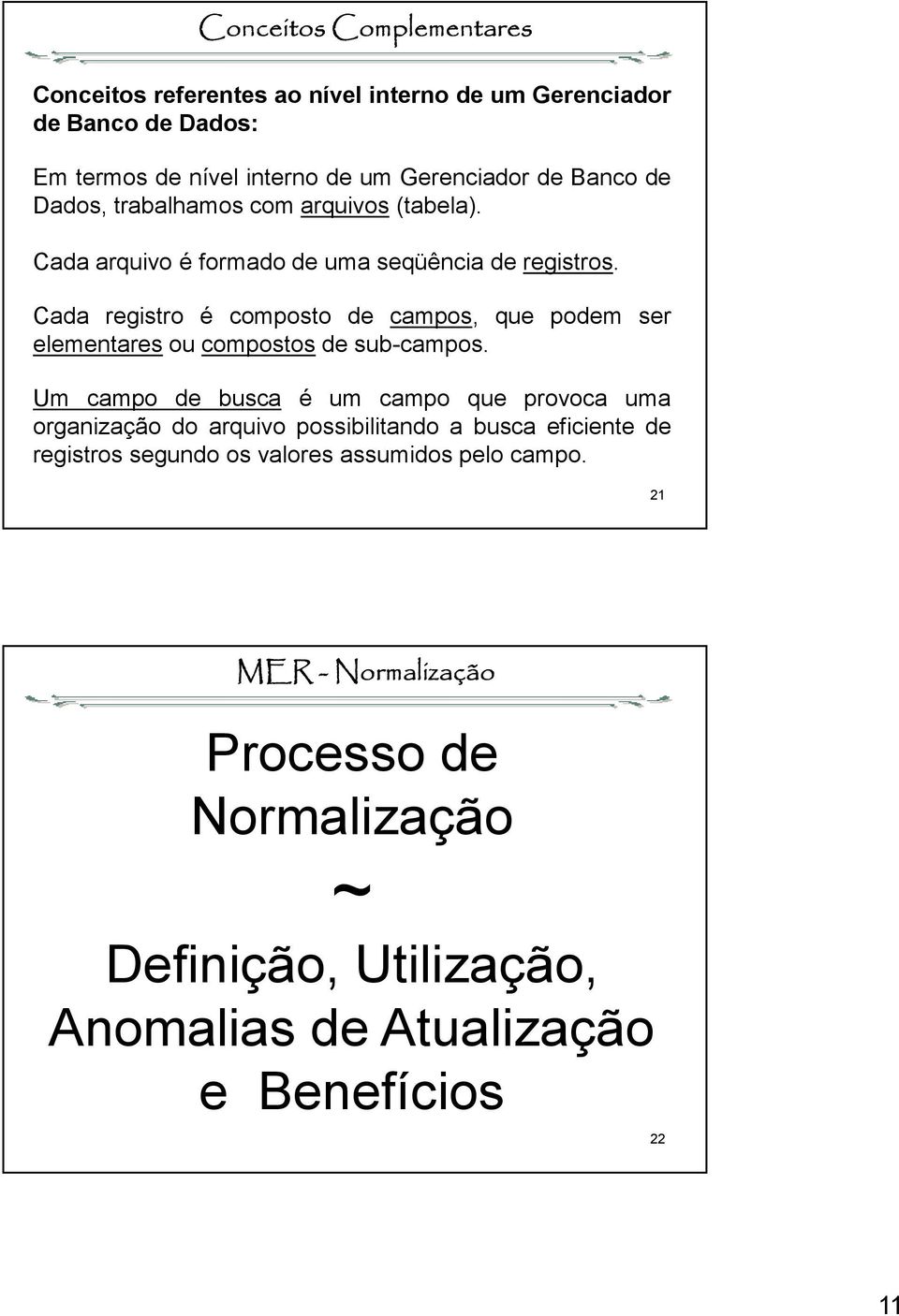 Cada registro é composto de campos, que podem ser elementares ou compostos de sub-campos.