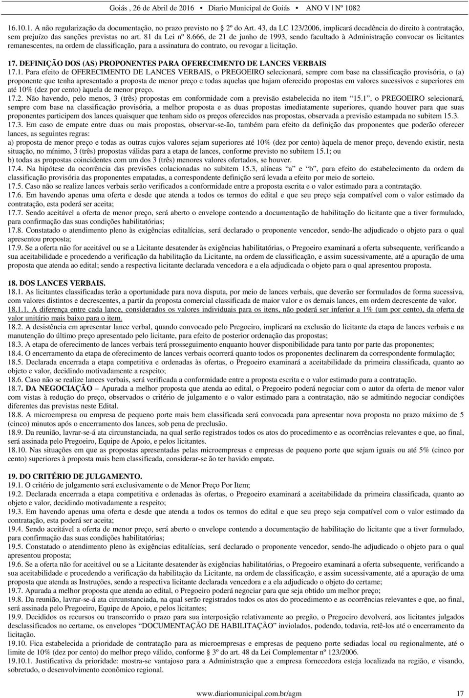 DEFINIÇÃO DOS (AS) PROPONENTES PARA OFERECIMENTO DE LANCES VERBAIS 17