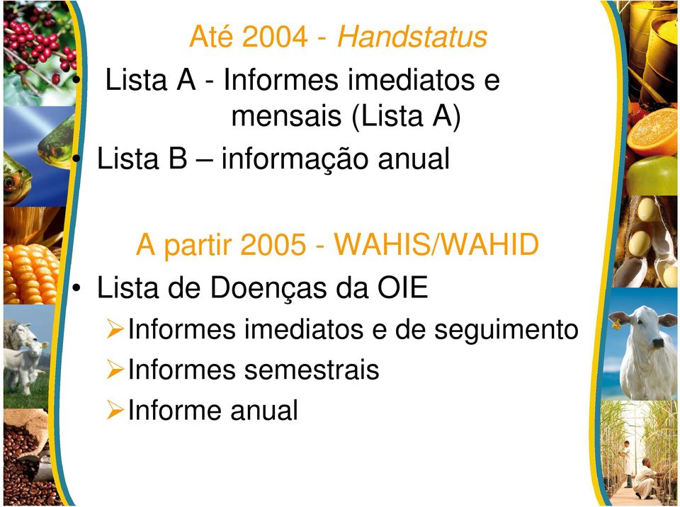 2005 - WAHIS/WAHID Lista de Doenças da OIE Informes
