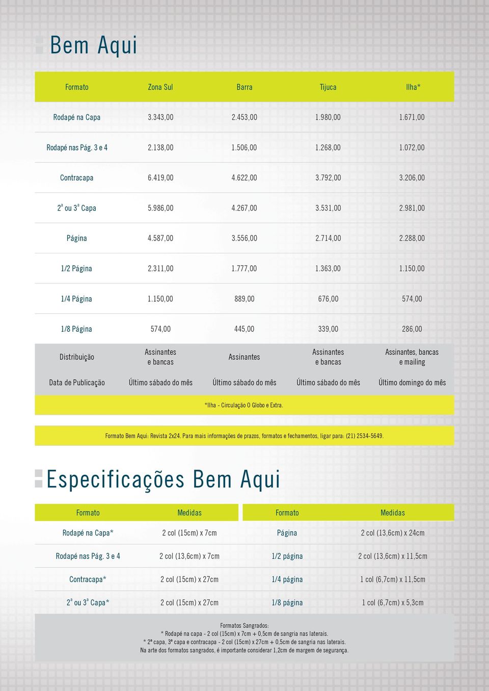 150,00 889,00 676,00 574,00 1/8 Página 574,00 445,00 339,00 286,00 Distribuição Assinantes e bancas Assinantes Assinantes e bancas Assinantes, bancas e mailing Data de Publicação Último sábado do mês