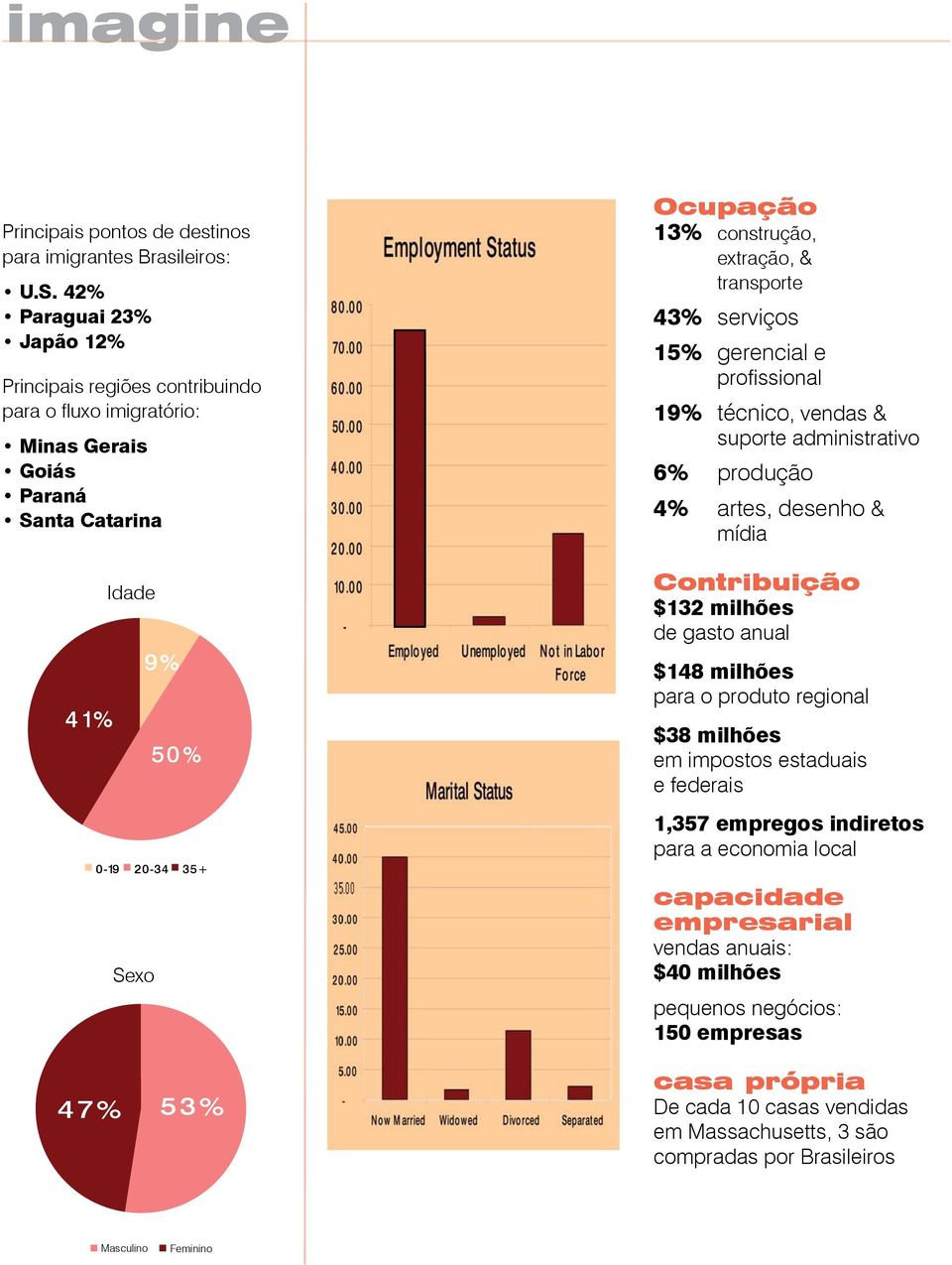 extração, & transporte 43% serviços 15% gerencial e profissional 19% técnico, vendas & suporte administrativo 6% produção 4% artes, desenho & mídia Contribuição $132 milhões de gasto anual $148