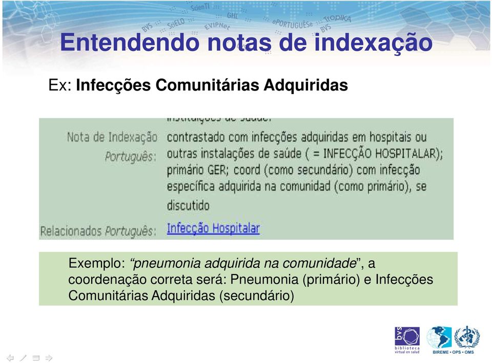 na comunidade, a coordenação correta será: Pneumonia