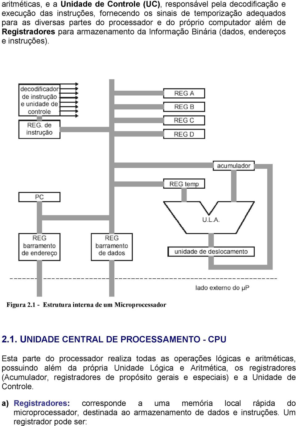 - Estrutura interna de um Microprocessador 2.1.