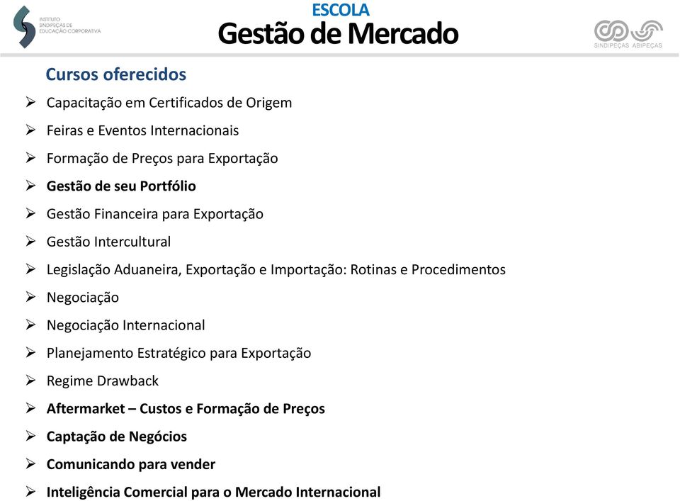 Importação: Rotinas e Procedimentos Negociação Negociação Internacional Planejamento Estratégico para Exportação Regime Drawback