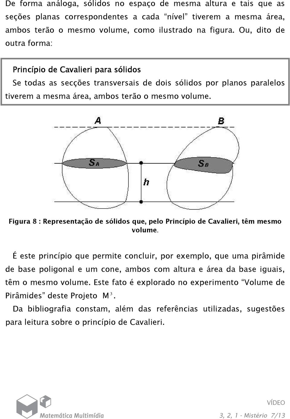Figura 8 : Representação de sólidos que, pelo Princípio de Cavalieri, têm mesmo volume.