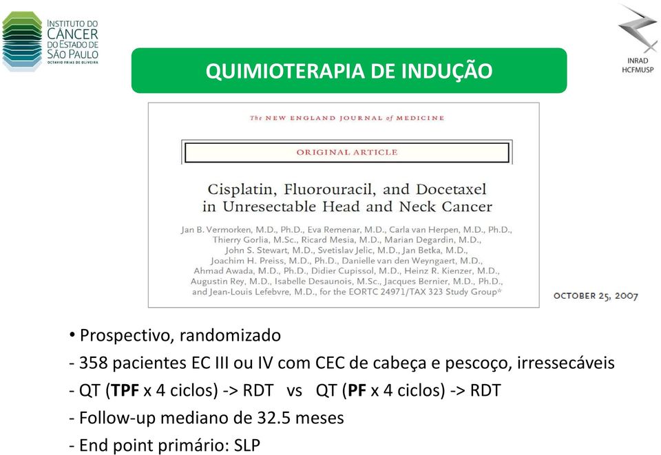 irressecáveis -QT(TPFx 4 ciclos) -> RDT vs QT (PFx 4