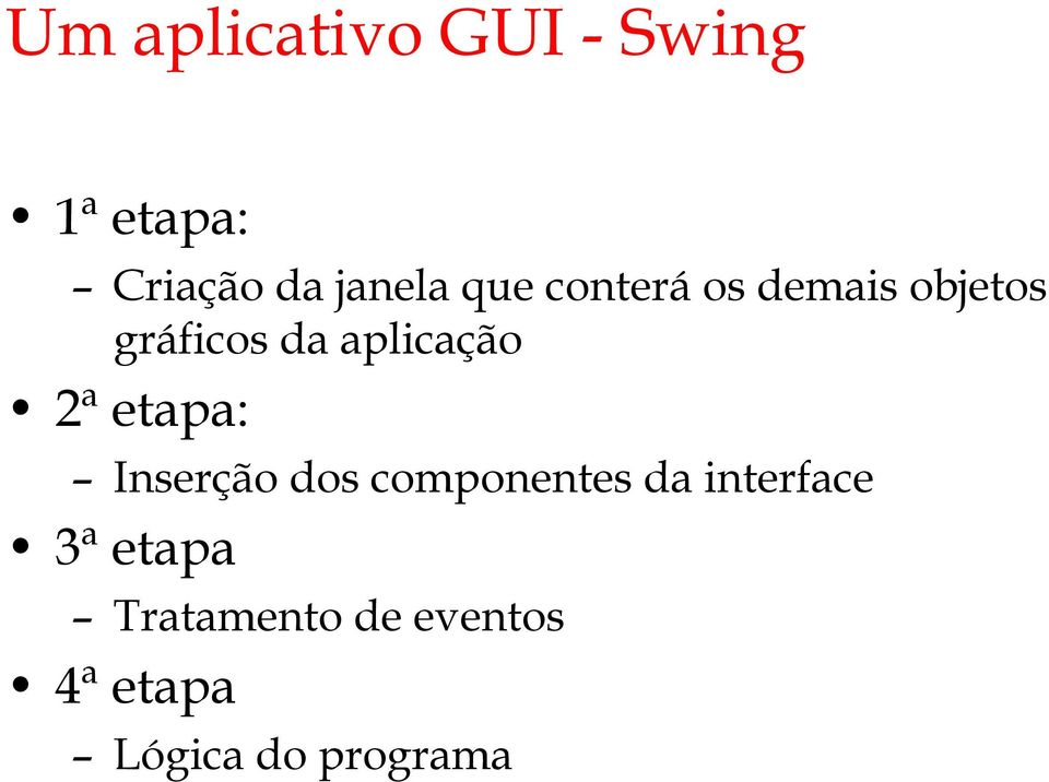 aplicação 2ª etapa: Inserção dos componentes da