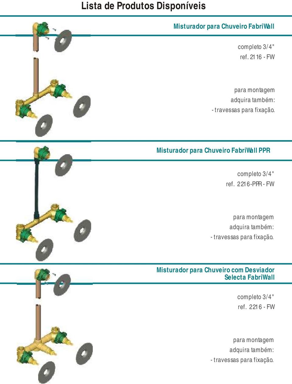 Misturador para Chuveiro abriwall PPR completo 3/4" ref.