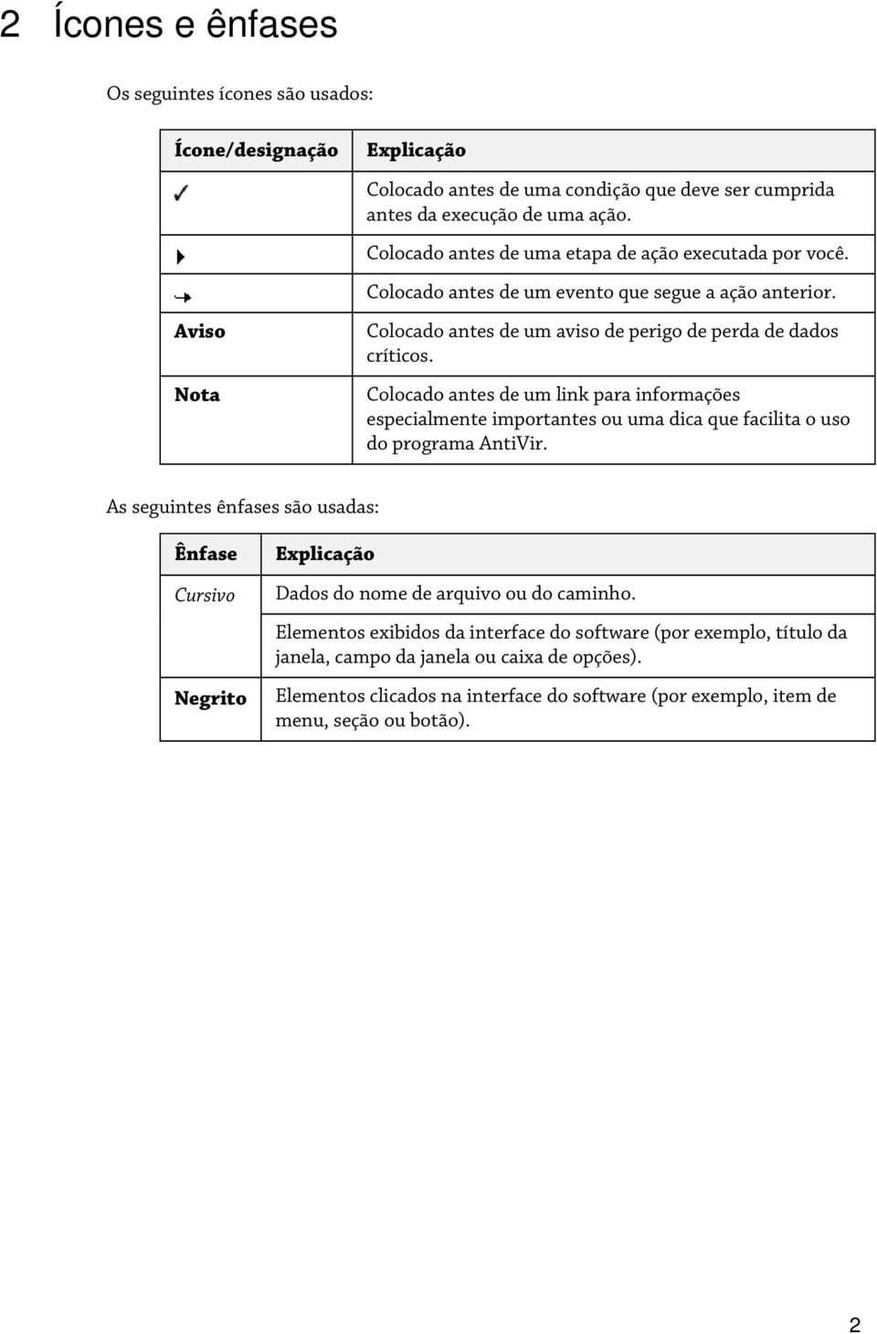 Colocado antes de um link para informações especialmente importantes ou uma dica que facilita o uso do programa AntiVir.