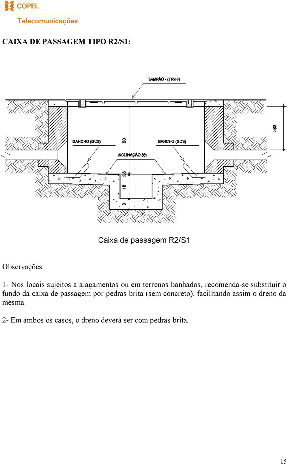 substituir o fundo da caixa de passagem por pedras brita (sem concreto),