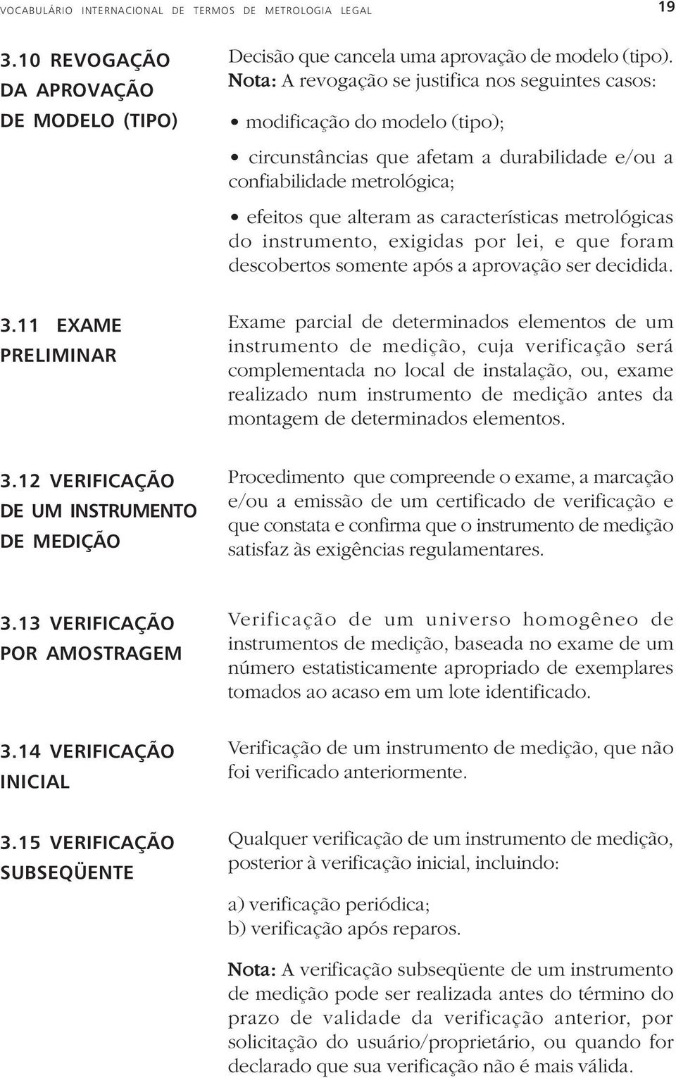 metrológicas do instrumento, exigidas por lei, e que foram descobertos somente após a aprovação ser decidida.