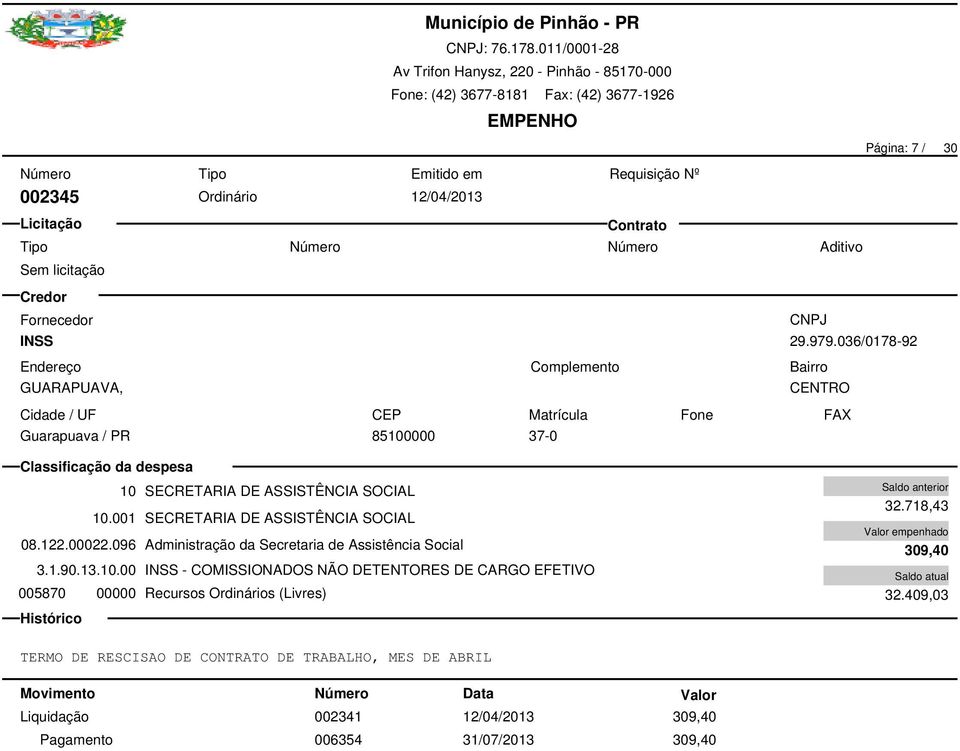 122.00022.096 Administração da Secretaria de Assistência Social 3.1.90.13.10.