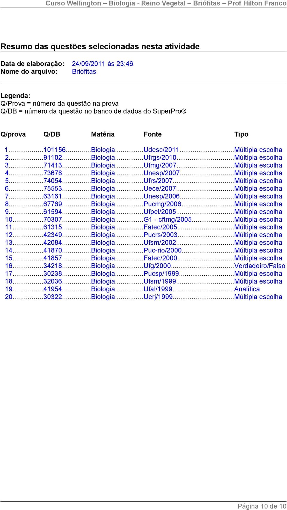 ..Múltipla escolha 4...73678...Biologia...Unesp/2007...Múltipla escolha 5...74054...Biologia...Ufrs/2007...Múltipla escolha 6...75553...Biologia...Uece/2007...Múltipla escolha 7...63161...Biologia...Unesp/2006.