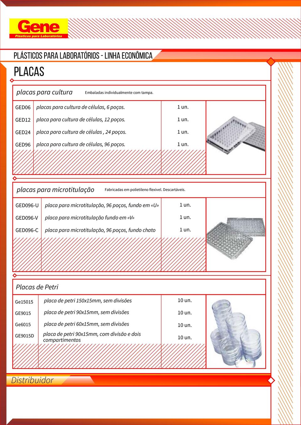 GED096-U GED096-V GED096-C placa para microtitulação, 96 poços, fundo em «U» placa para microtitulação fundo em «V» placa para microtitulação, 96 poços, fundo chato.