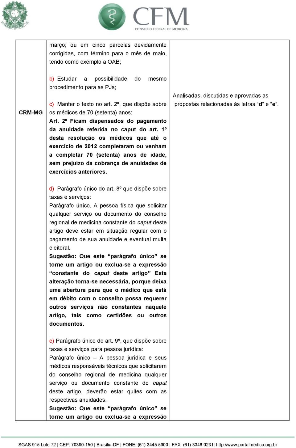 1º desta resolução os médicos que até o exercício de 2012 completaram ou venham a completar 70 (setenta) anos de idade, sem prejuízo da cobrança de anuidades de exercícios anteriores.