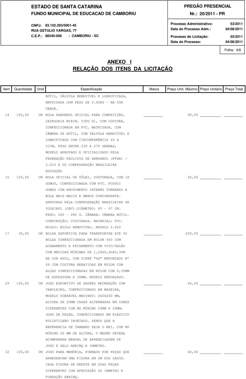 CIRCUNFERÊNCIA 49 A 51CM, PESO ENTRE 230 A 270 GRAMAS, MODELO APROVADO E OFICIALIZADO PELA FEDERAÇÃO PAULISTA DE HANDEBOL (FPHB) / 2.