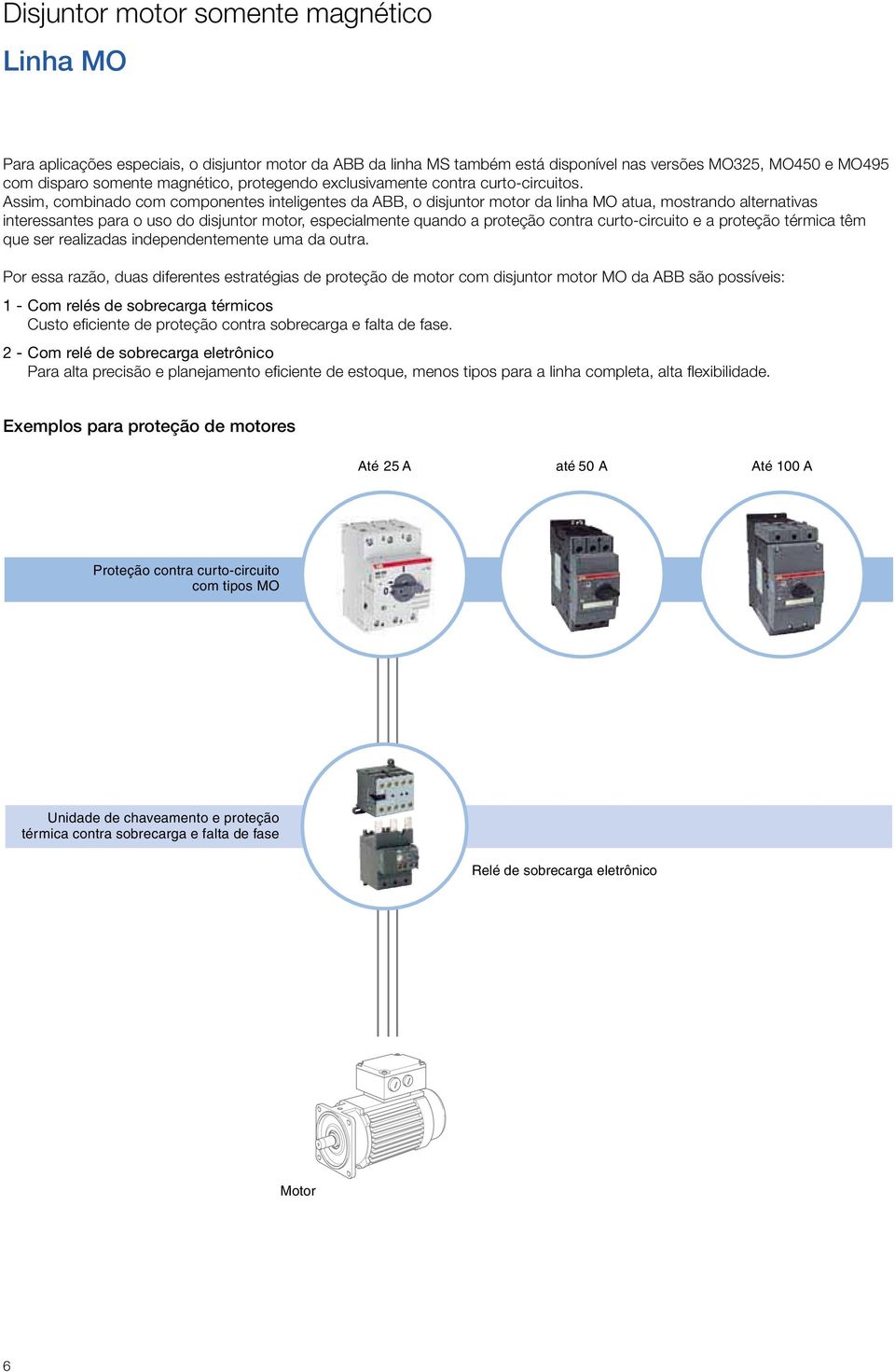 Assim, combinado com componentes inteligentes da ABB, o disjuntor motor da linha MO atua, mostrando alternativas interessantes para o uso do disjuntor motor, especialmente quando a proteção contra