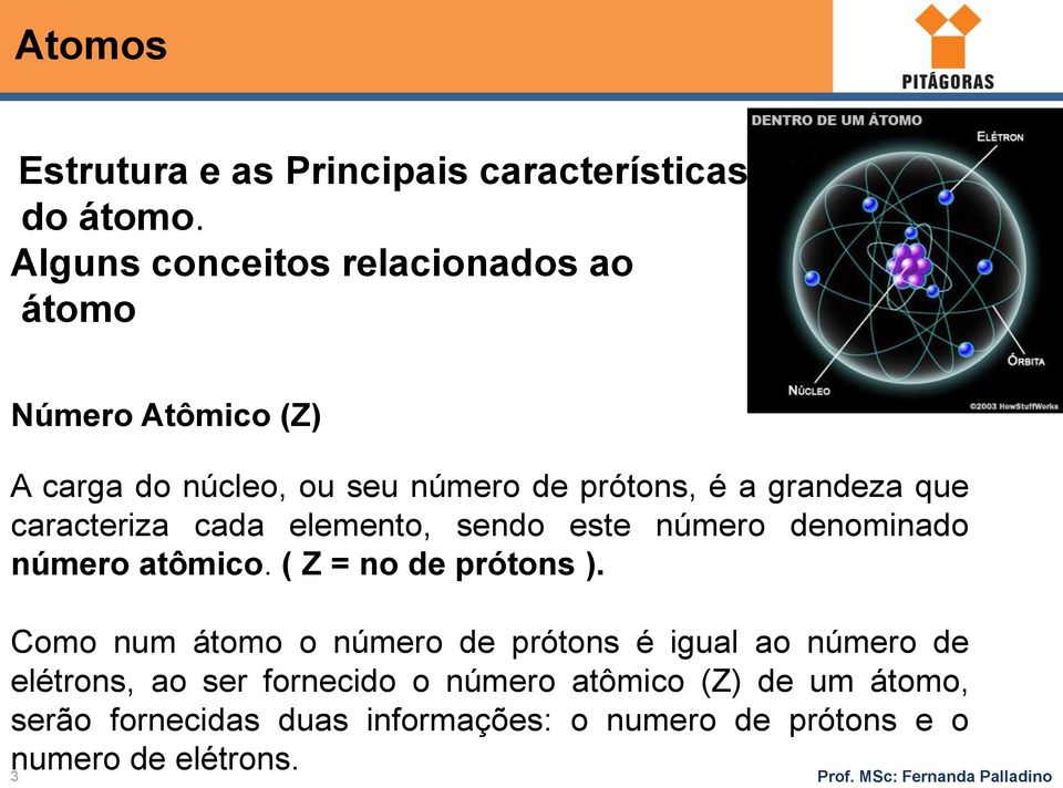 caracteriza cada elemento, sendo este número denominado número atômico. ( Z = no de prótons ).