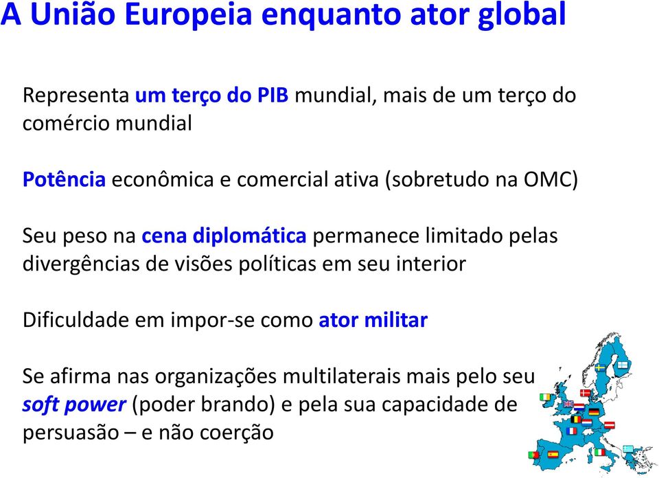 divergências de visões políticas em seu interior Dificuldade em impor-se como ator militar Se afirma nas