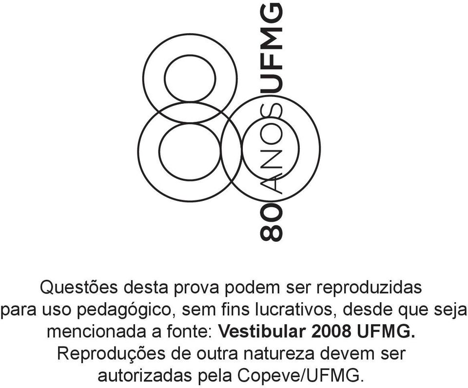 mencionada a fonte: Vestibular 2008 UFMG.