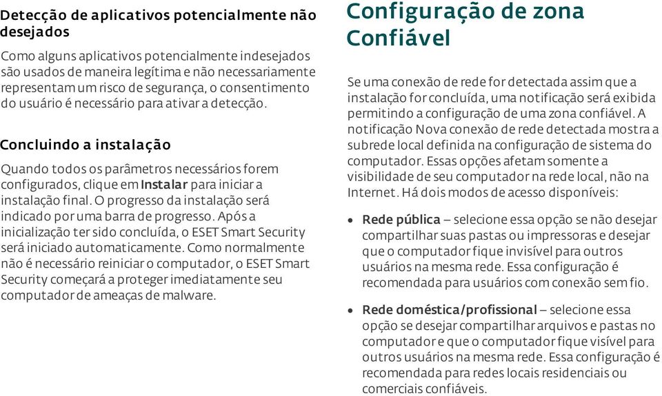 O progresso da instalação será indicado por uma barra de progresso. Após a inicialização ter sido concluída, o ESET Smart Security será iniciado automaticamente.