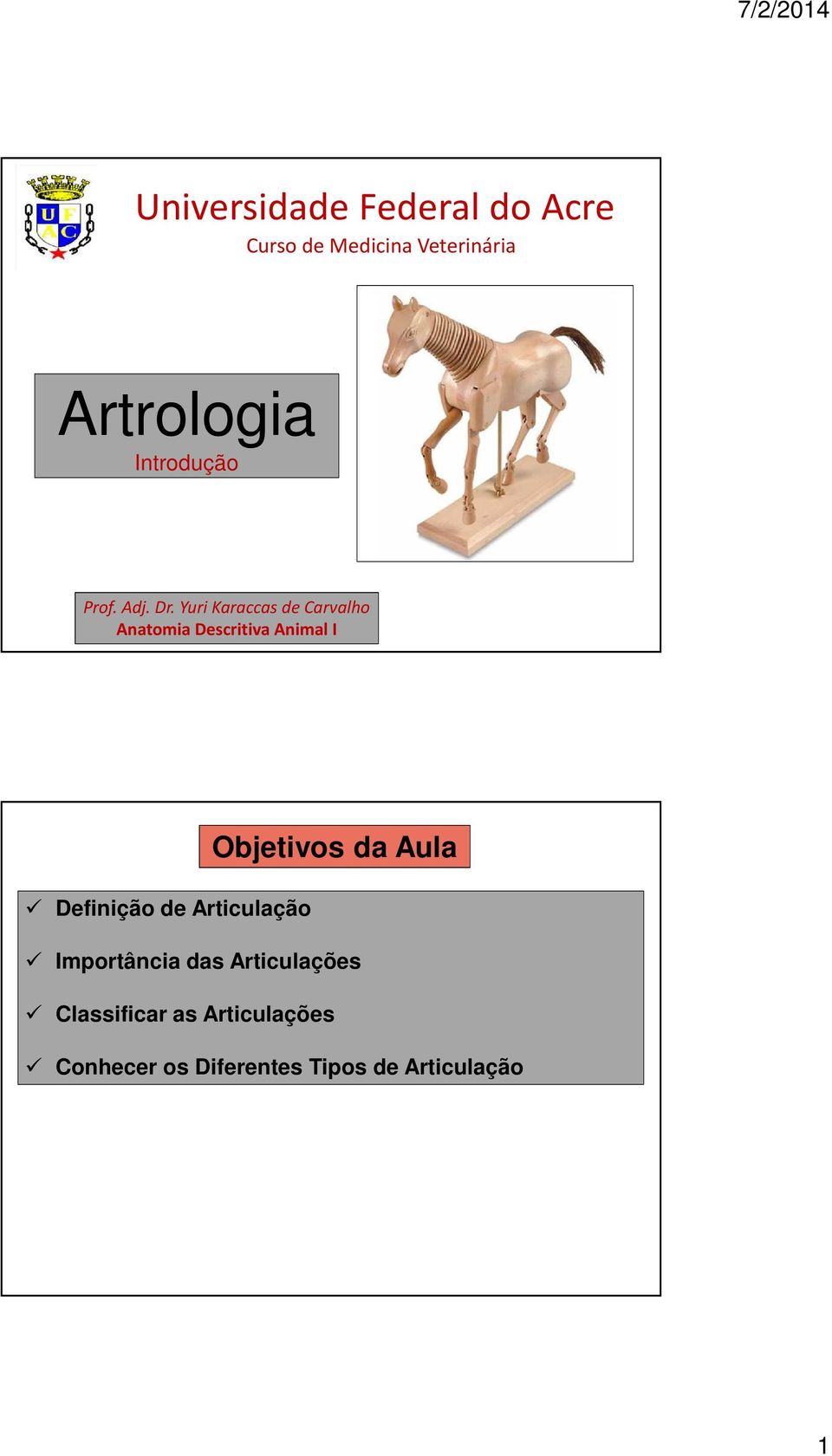 Yuri Karaccas de Carvalho Anatomia Descritiva Animal I Objetivos da Aula