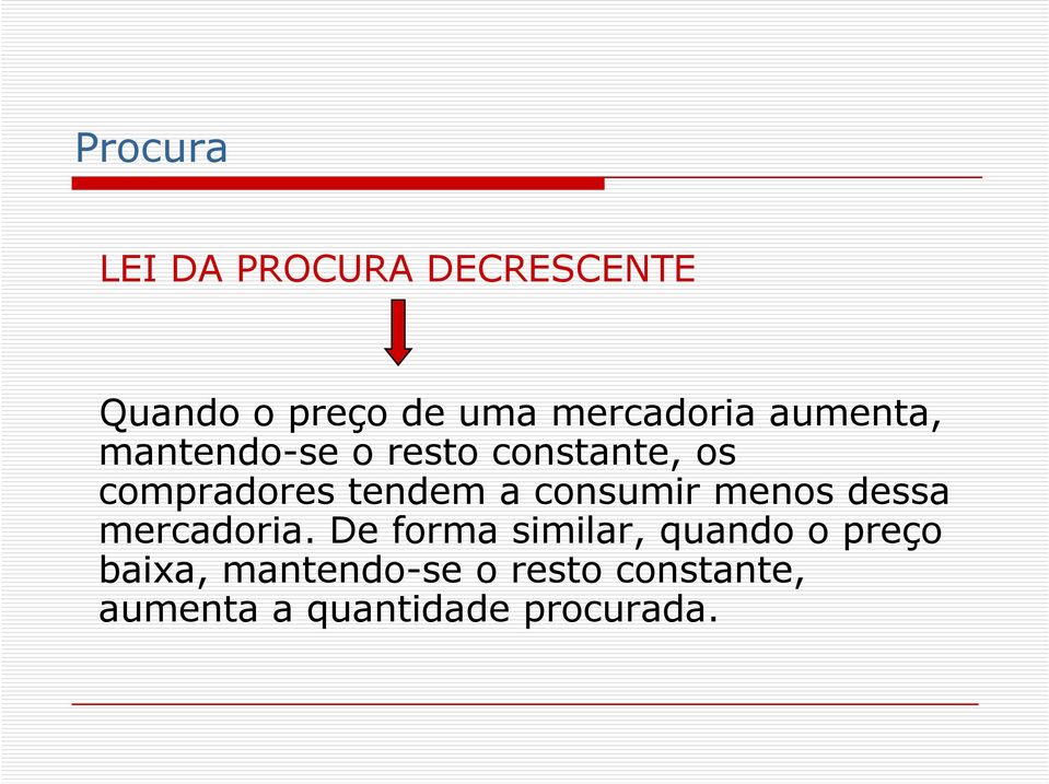 compradores tendem a consumir menos dessa mercadoria.