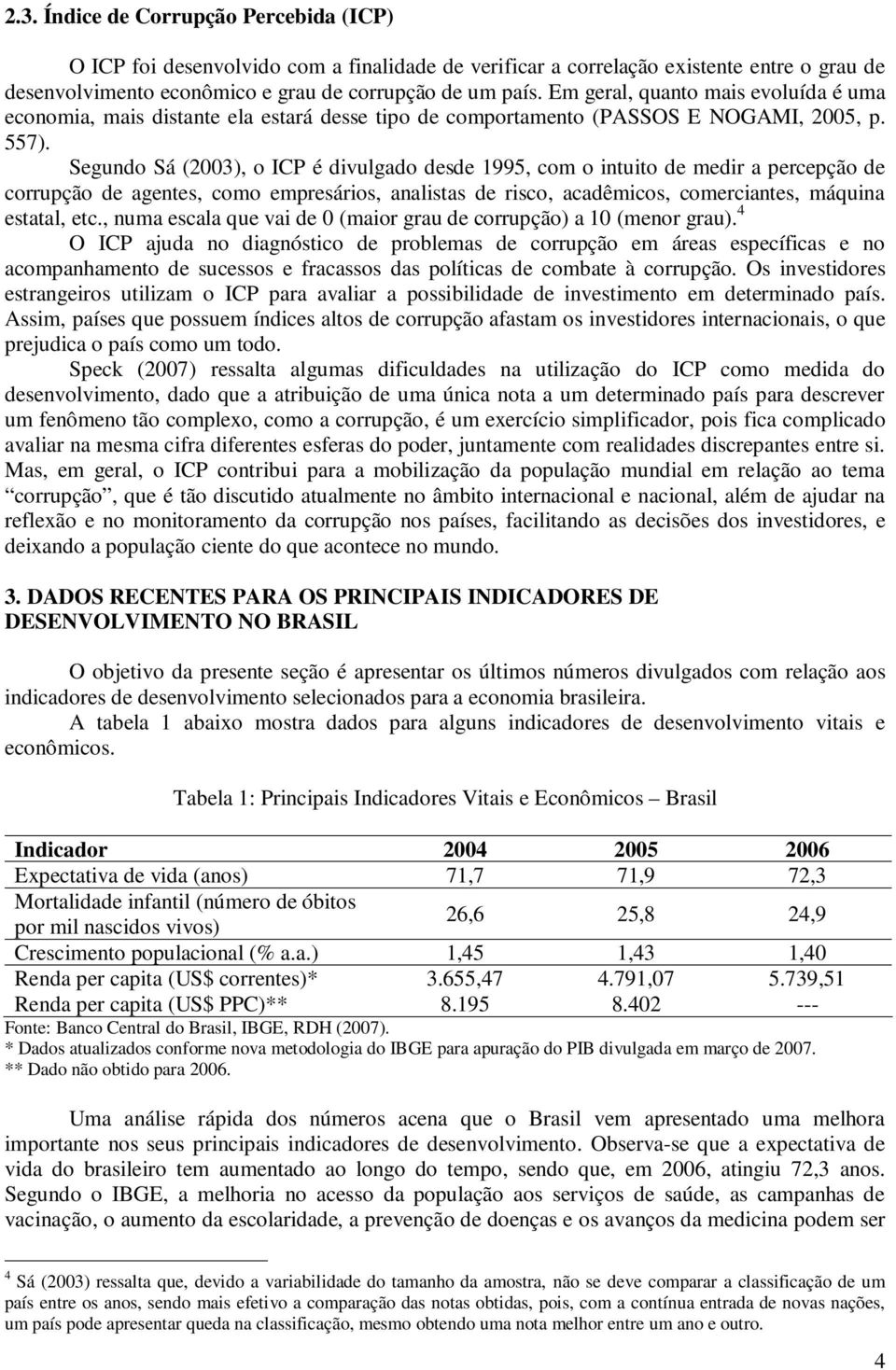 Segundo Sá (2003), o ICP é divulgado desde 1995, com o intuito de medir a percepção de corrupção de agentes, como empresários, analistas de risco, acadêmicos, comerciantes, máquina estatal, etc.