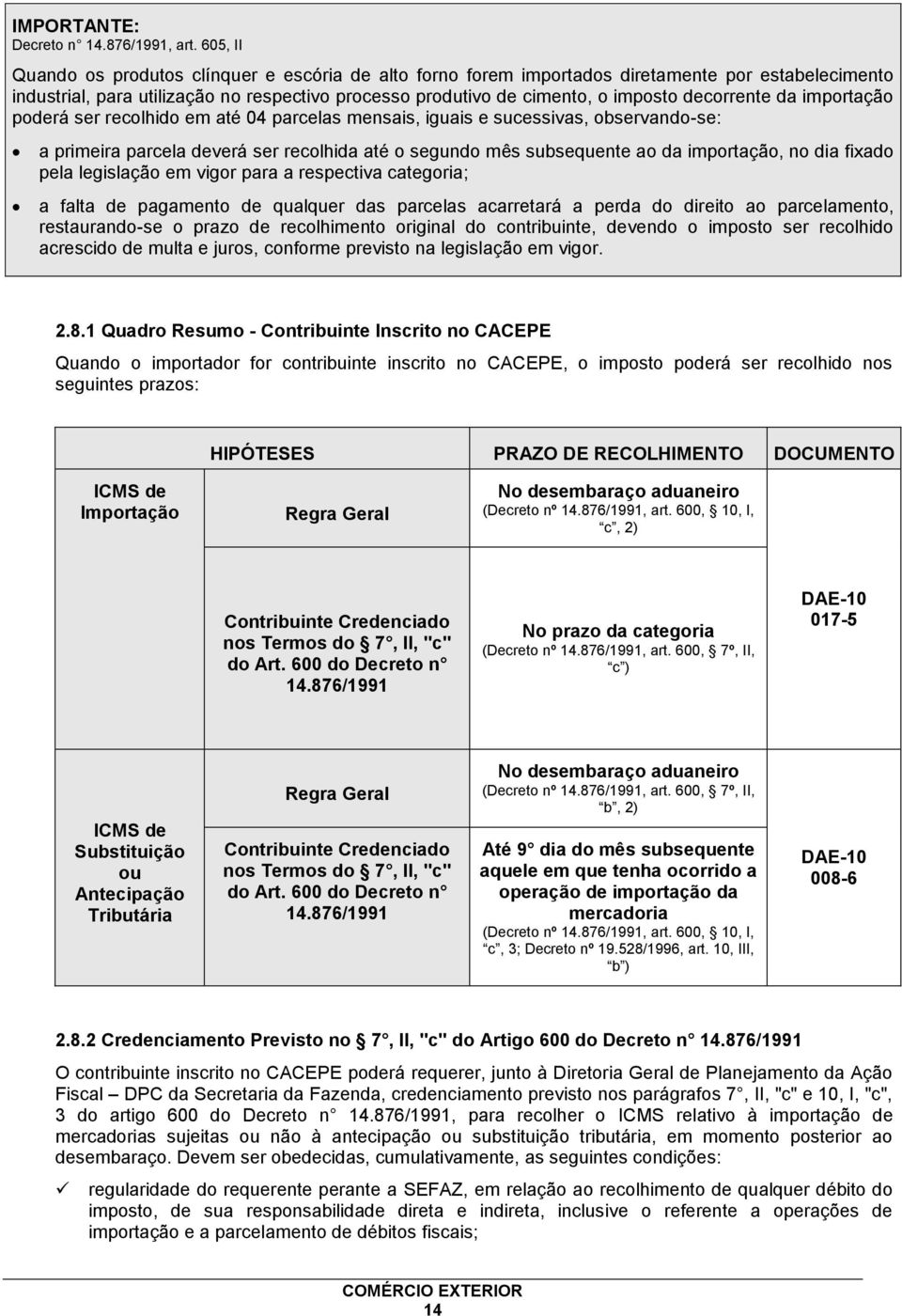 decorrente da importação poderá ser recolhido em até 04 parcelas mensais, iguais e sucessivas, observando-se: a primeira parcela deverá ser recolhida até o segundo mês subsequente ao da importação,