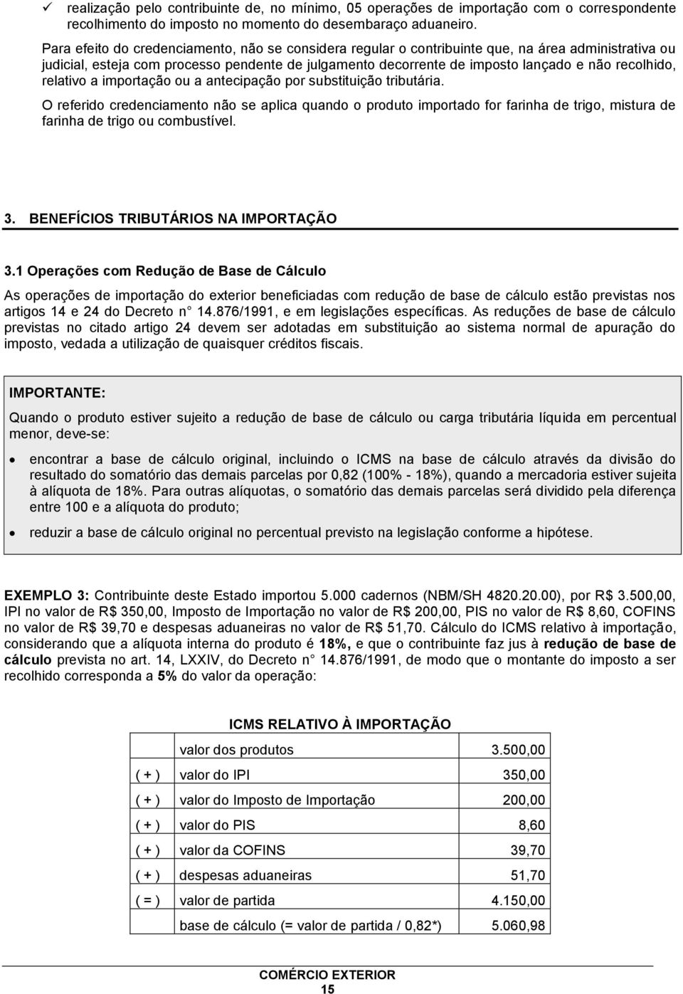 recolhido, relativo a importação ou a antecipação por substituição tributária.