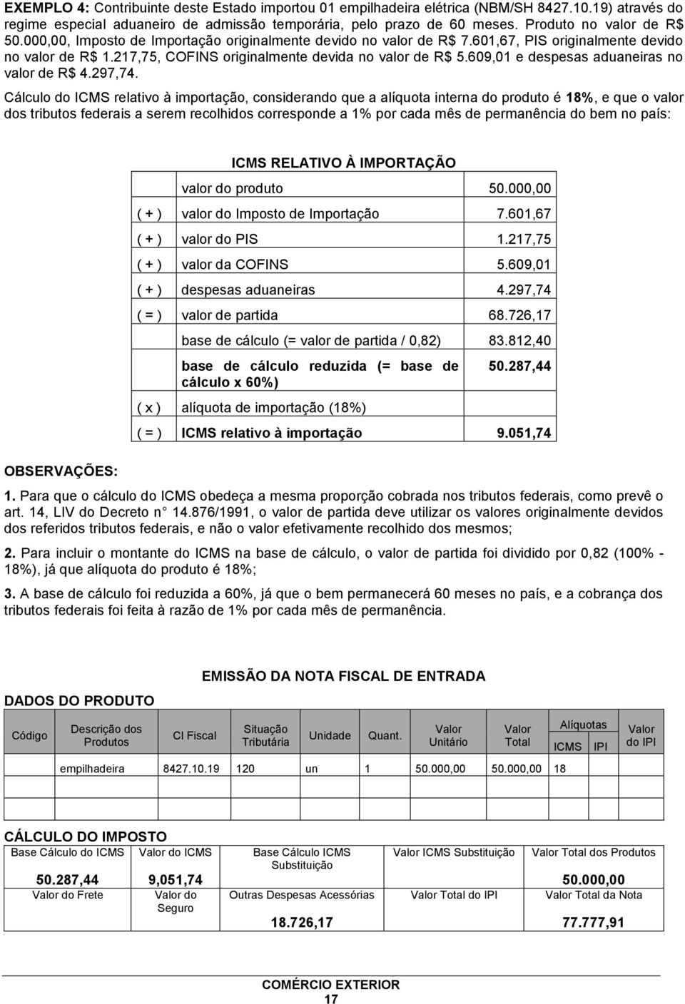 609,01 e despesas aduaneiras no valor de R$ 4.297,74.