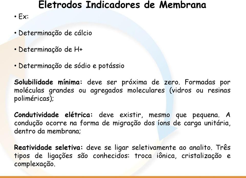 Formadas por moléculas grandes ou agregados moleculares (vidros ou resinas poliméricas); Condutividade elétrica: deve existir, mesmo