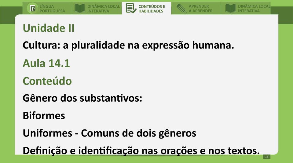 1 Conteúdo Gênero dos substantivos: Biformes