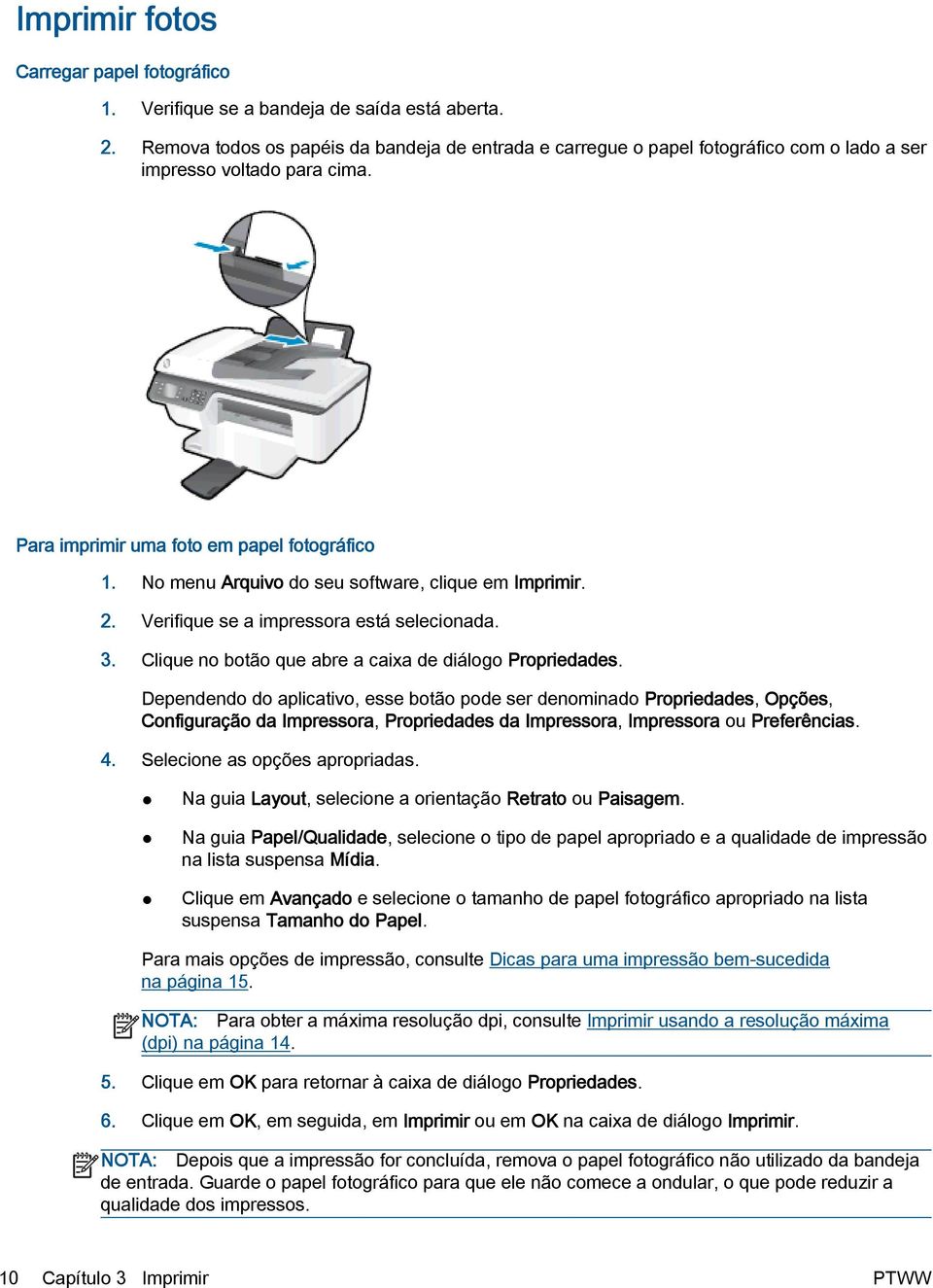 No menu Arquivo do seu software, clique em Imprimir. 2. Verifique se a impressora está selecionada. 3. Clique no botão que abre a caixa de diálogo Propriedades.