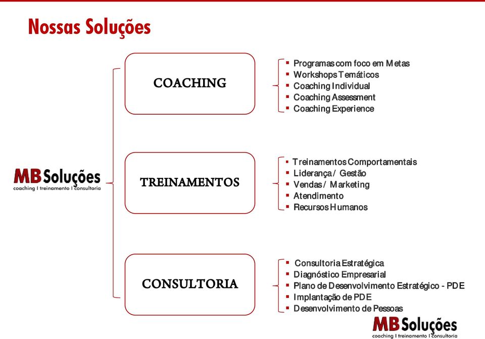 Vendas / Marketing Atendimento Recursos Humanos Consultoria Estratégica Diagnóstico