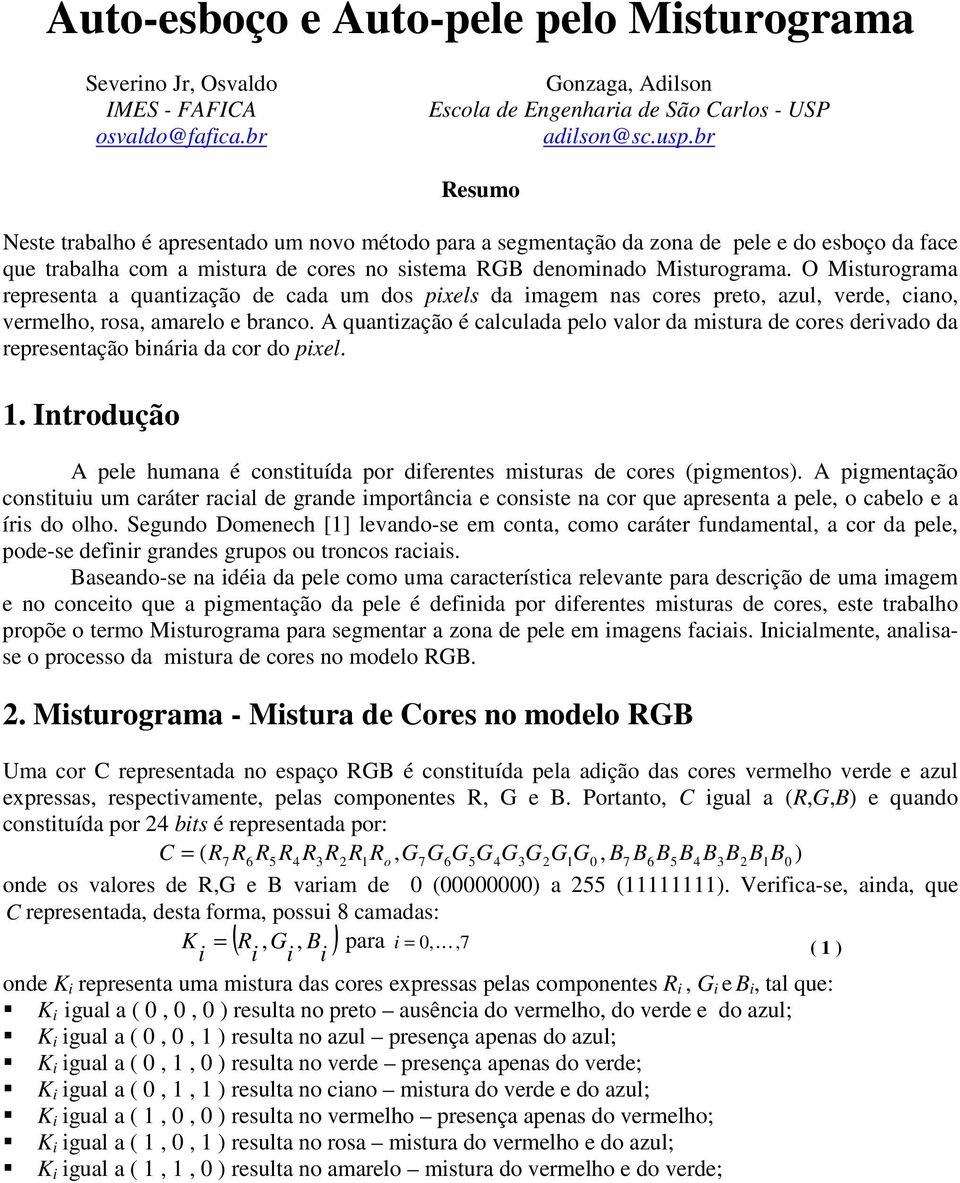 O Misturograma representa a quantização de cada um dos pixels da imagem nas cores preto, azul, verde, ciano, vermelho, rosa, amarelo e branco.