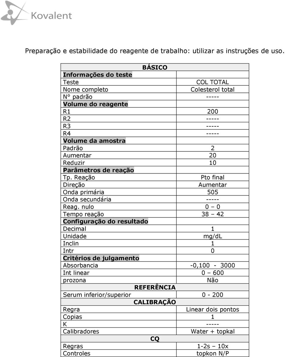 nulo 0 0 Tempo reação 38 42 mg/dl Absorbancia -0,100-3000