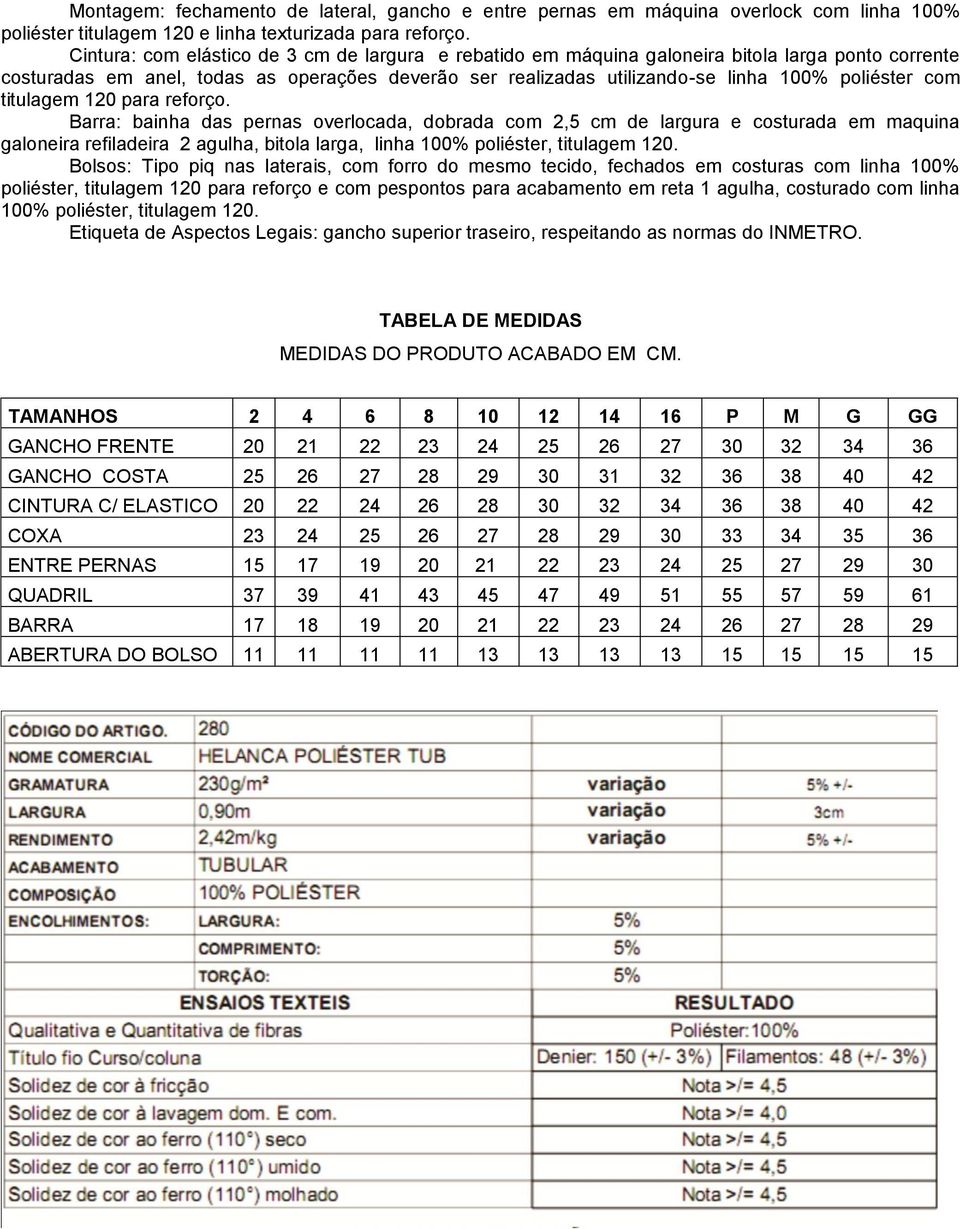 com titulagem 120 para reforço.