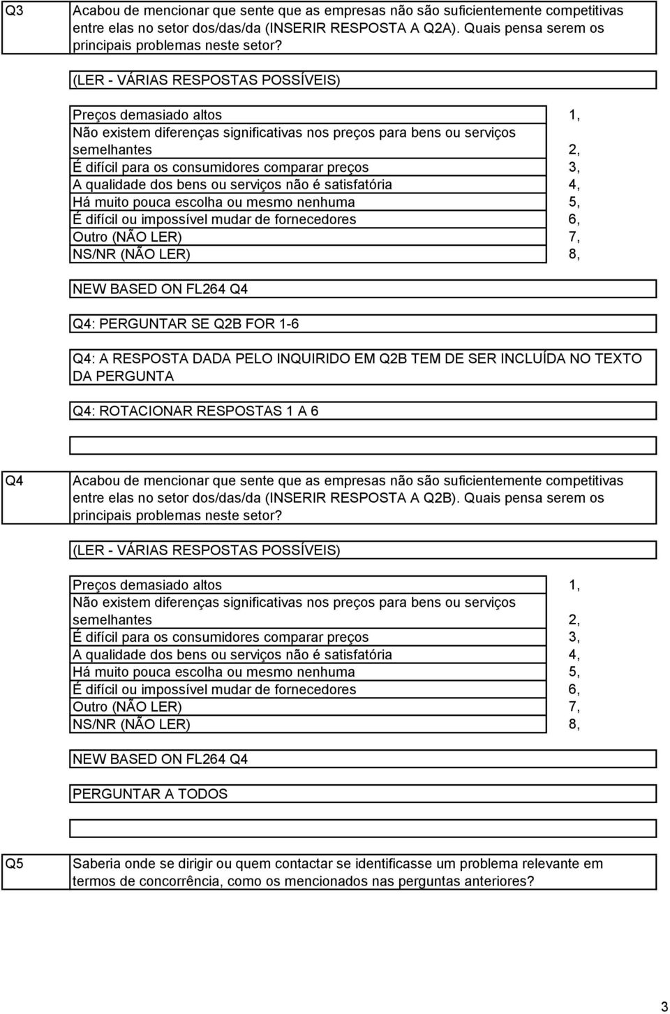 dos bens ou serviços não é satisfatória Há muito pouca escolha ou mesmo nenhuma É difícil ou impossível mudar de fornecedores,,,,, 6, 7, 8, BASED ON FL6 Q Q: PERGUNTAR SE QB FOR -6 Q: A RESPOSTA DADA