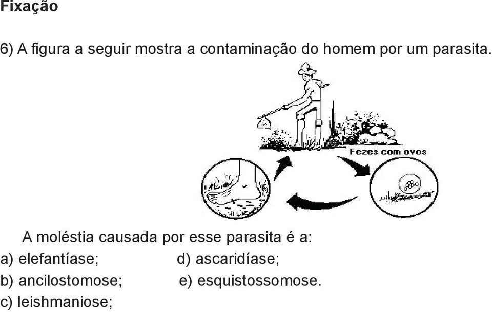 A moléstia causada por esse parasita é a: a) elefantíase;