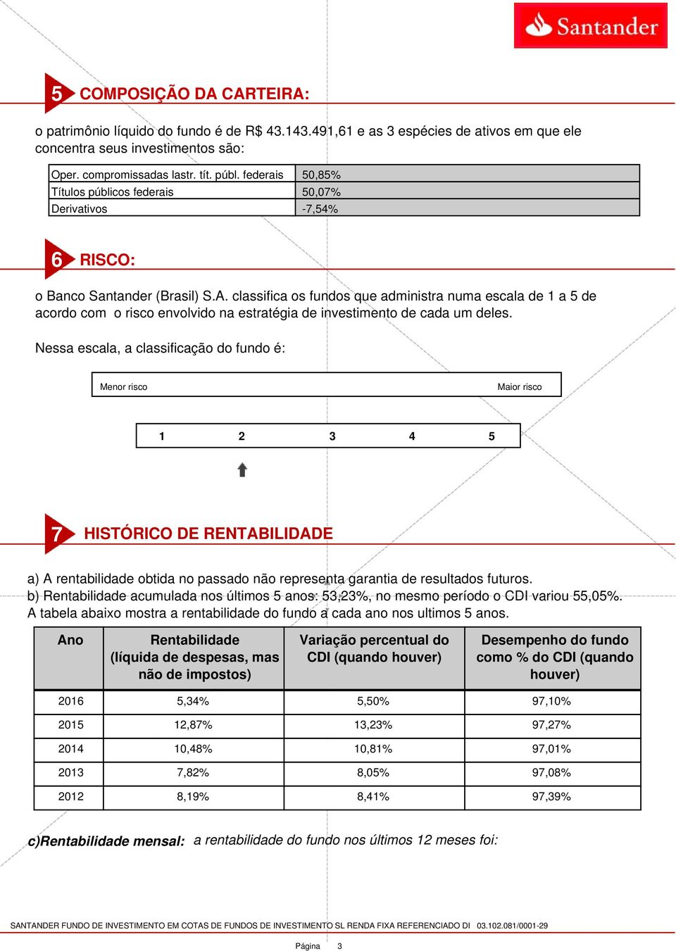 classifica os fundos que administra numa escala de 1 a 5 de acordo com o risco envolvido na estratégia de investimento de cada um deles.