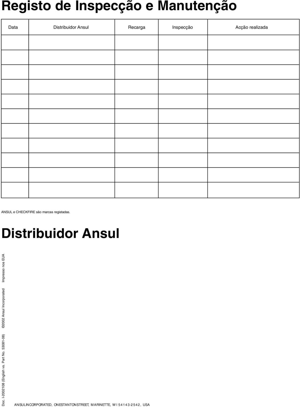Distribuidor Ansul Doc. I-2002108 (English vs. Part No.