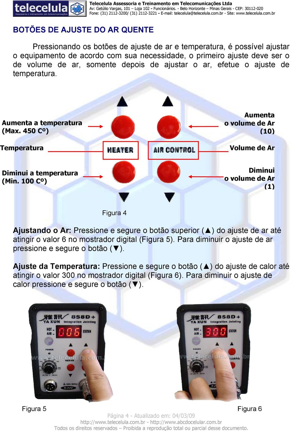 450 Cº) Temperatura Volume de Ar Diminui o volume de Ar (1) Diminui a temperatura (Min.