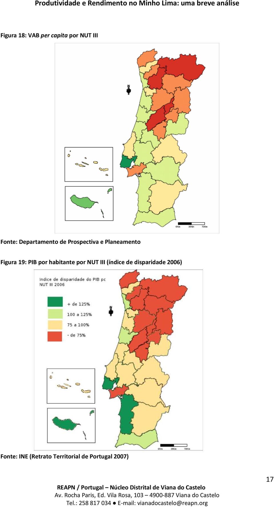 PIB por habitante por NUT III (índice de disparidade