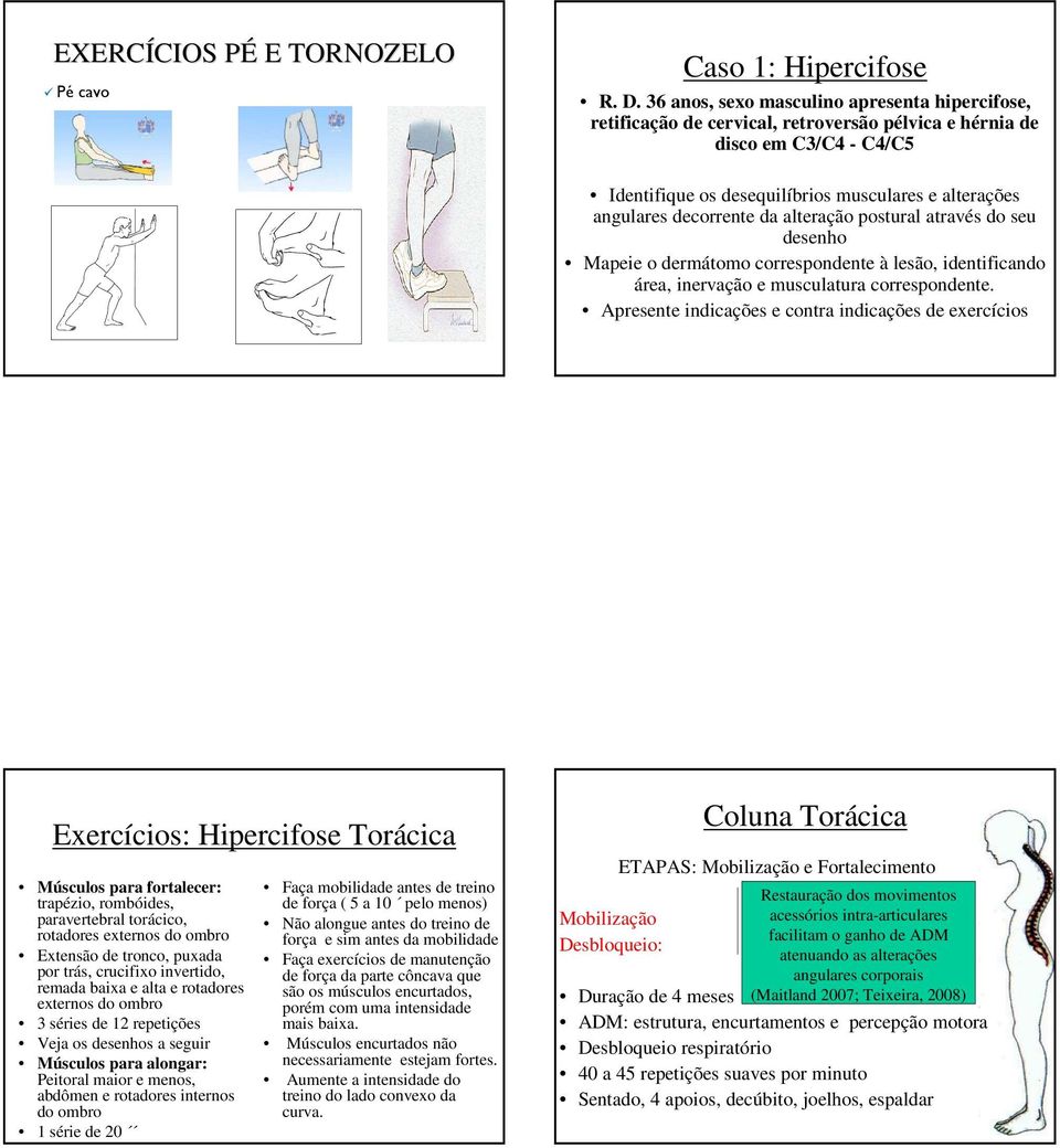 decorrente da alteração postural através do seu desenho Mapeie o dermátomo correspondente à lesão, identificando área, inervação e musculatura correspondente.