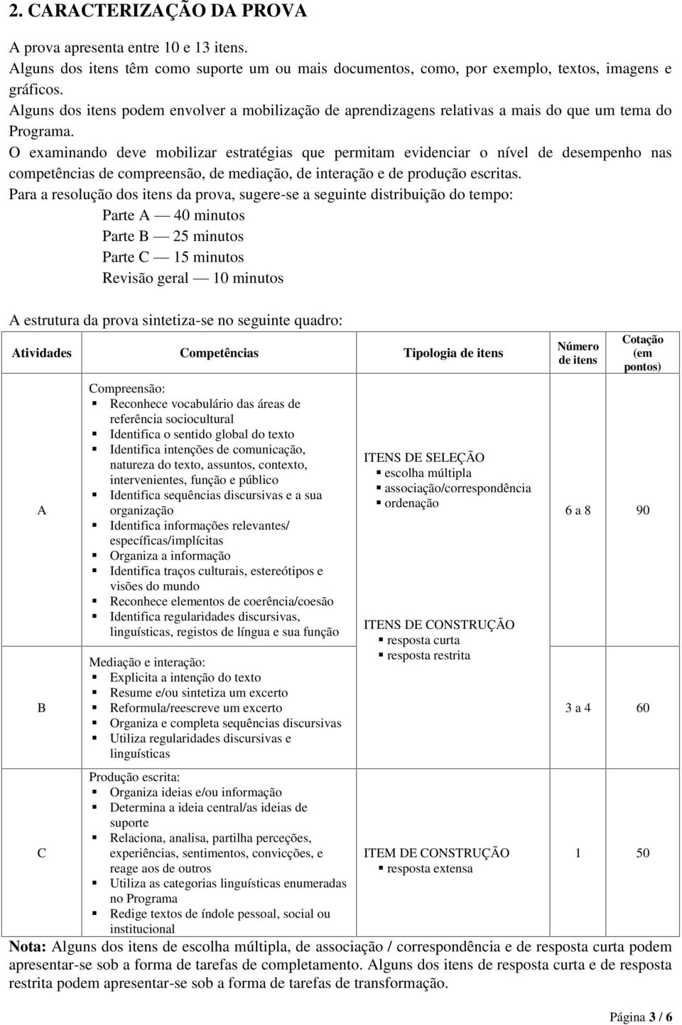 O examinando deve mobilizar estratégias que permitam evidenciar o nível de desempenho nas competências de compreensão, de mediação, de interação e de produção escritas.