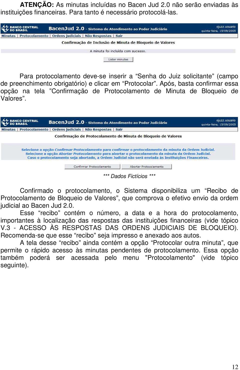 Após, basta confirmar essa opção na tela Confirmação de Protocolamento de Minuta de Bloqueio de Valores.